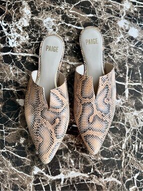 PAIGE Women's Snake-Print Pointed Mule